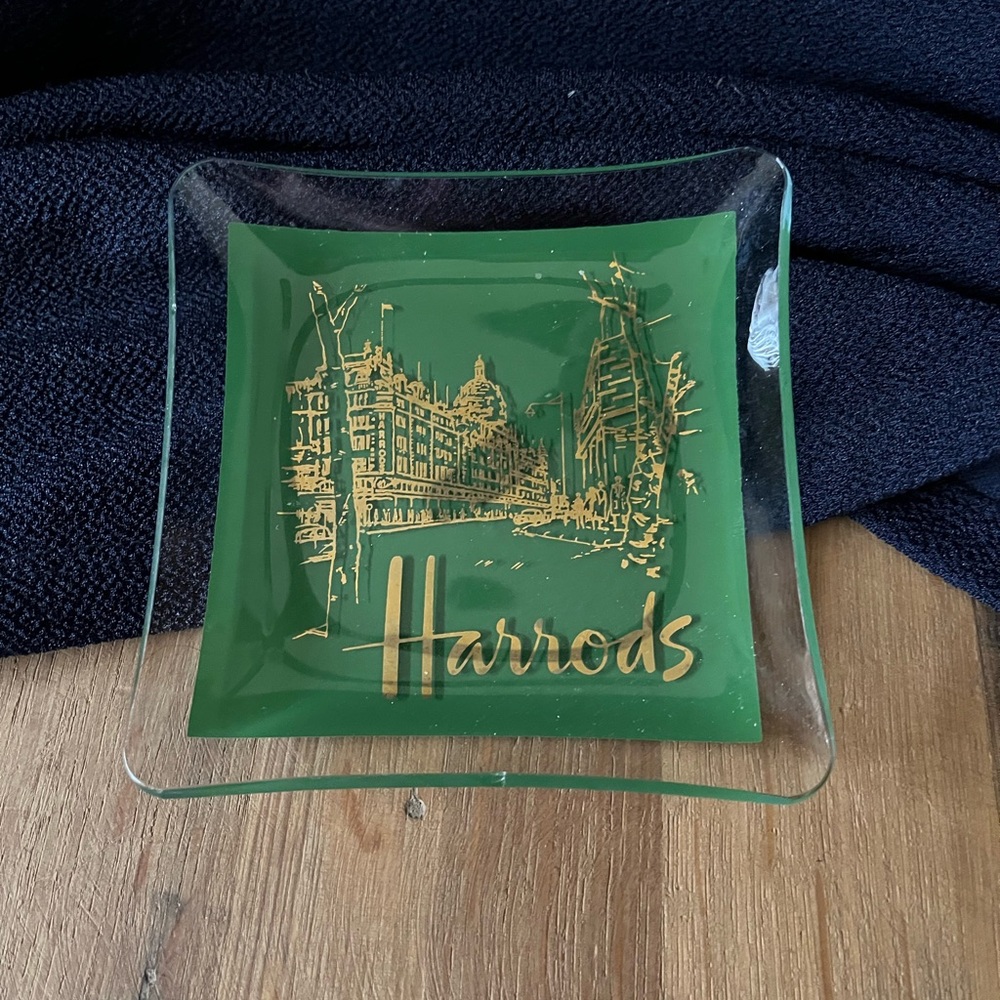 Harrods Emerald and Gold Glass Display Plate